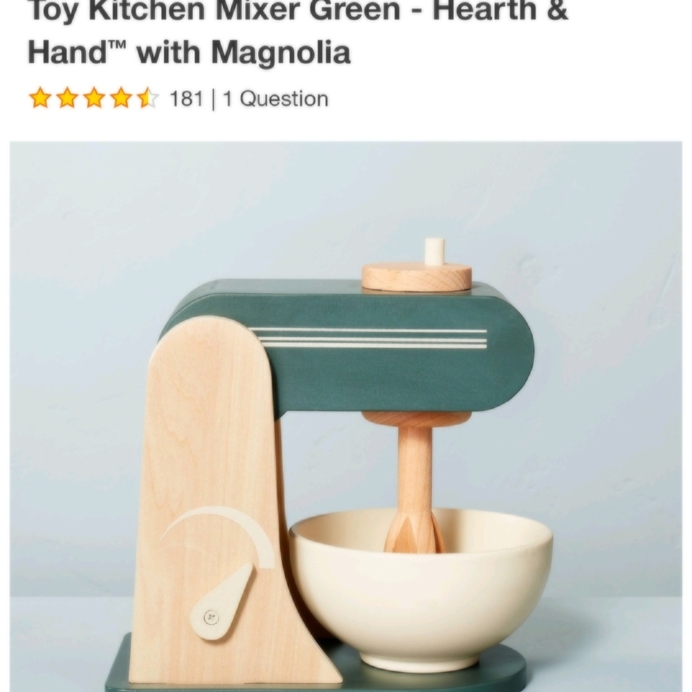 Hearth & Hand Green Toy Mixer with Wood Accents